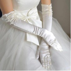 Satin Handschuhe weiss
