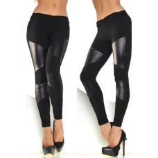 Leggings mit Kunstleder schwarz