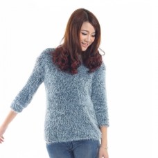 Angora Pullover blau/weiss